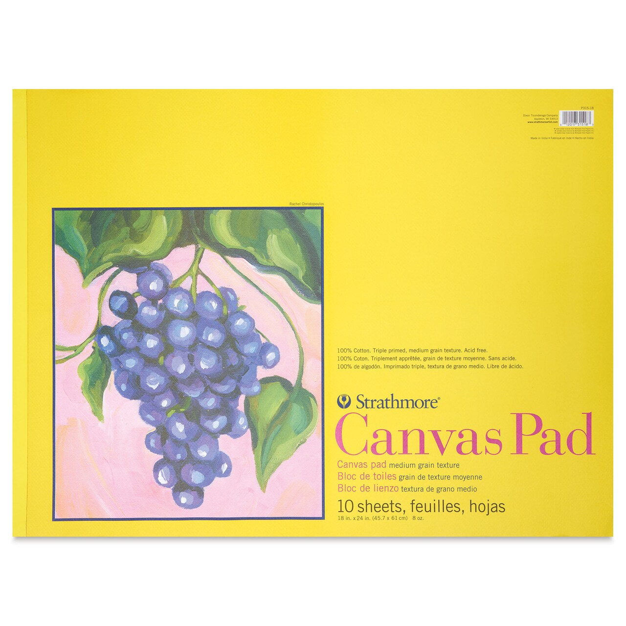 Strathmore 300 Series Cotton Canvas Pad - 18" x 24", 10 Sheets